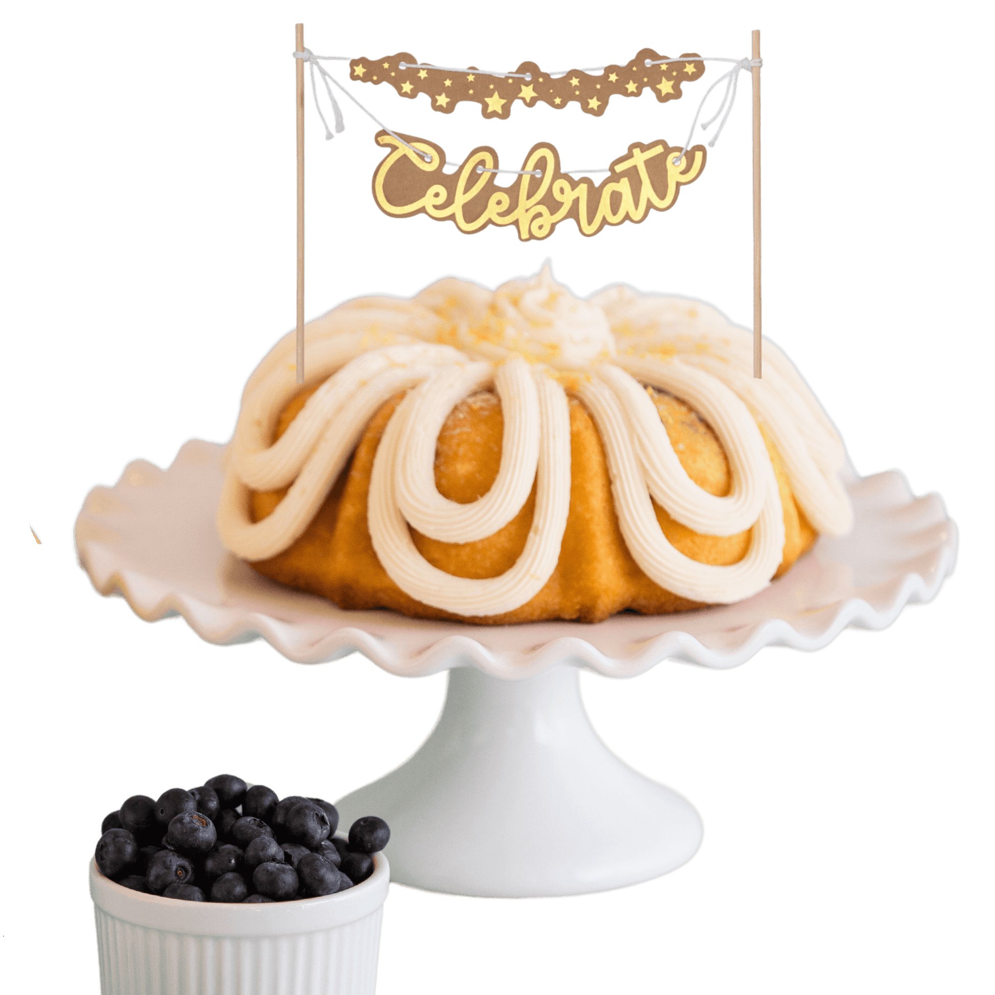 Lemon Blueberry "CELEBRATE" Banner Bundt Cake