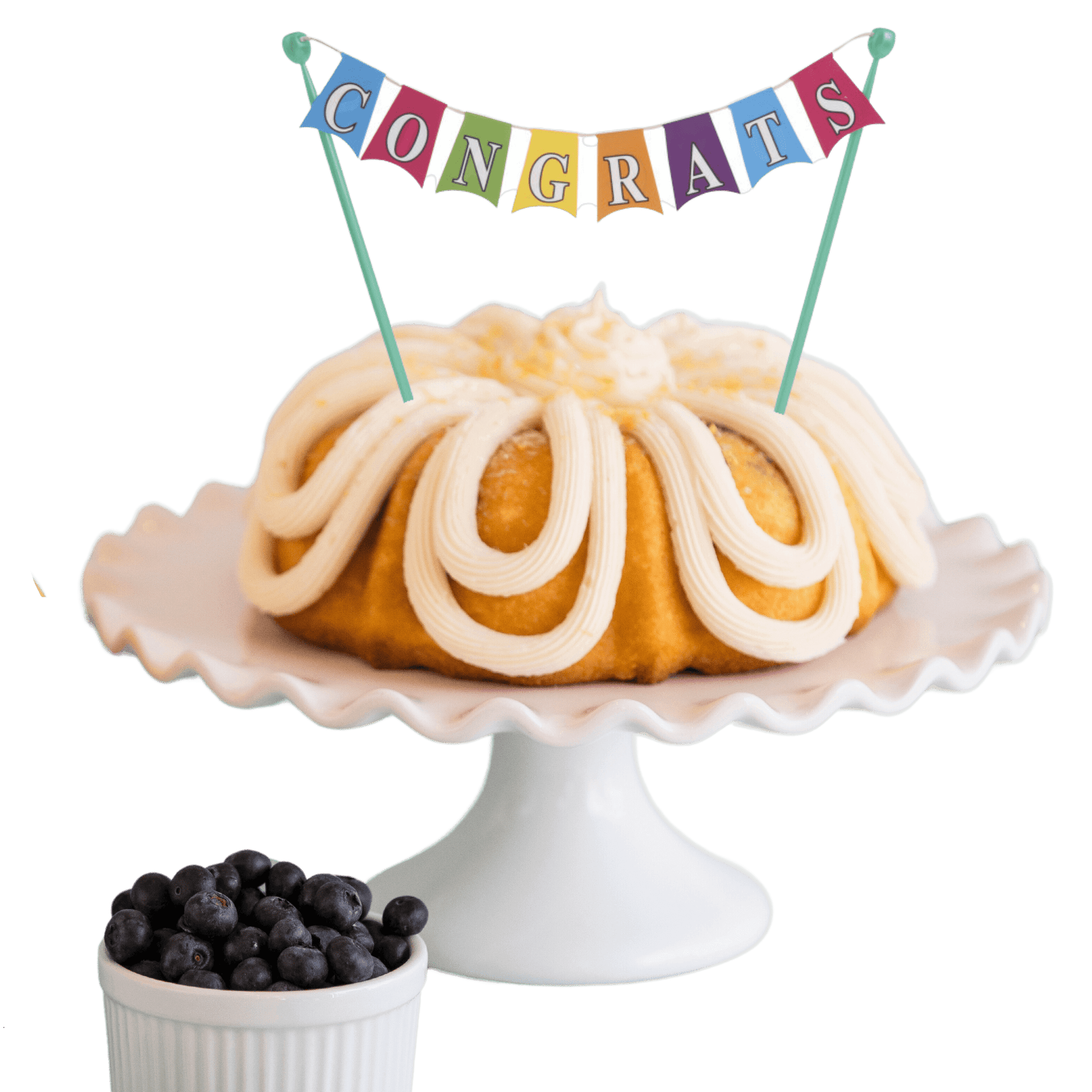 Lemon Blueberry "CONGRATS" Cake Banner Bundt Cake