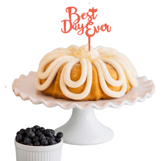 Lemon Blueberry Coral "BEST DAY EVER" Candle Holder Bundt Cake