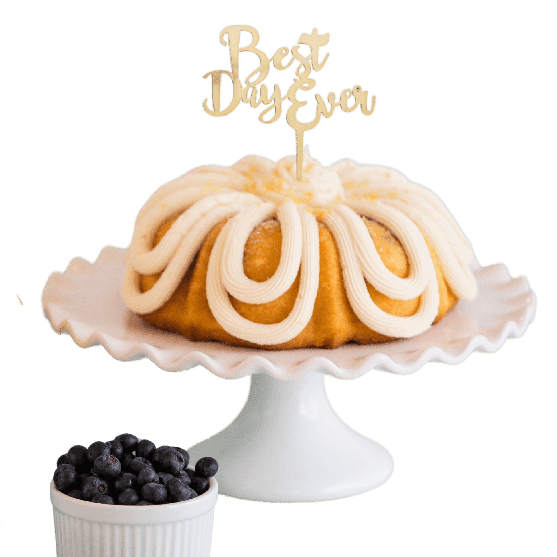 Lemon Blueberry Gold "BEST DAY EVER" Candle Holder Bundt Cake