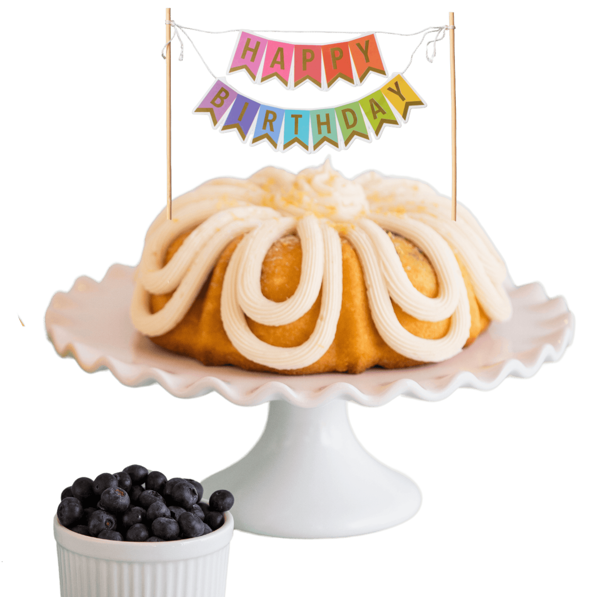 Lemon Blueberry "HAPPY BIRTHDAY" Awning Banner Bundt Cake - Bundt Cakes