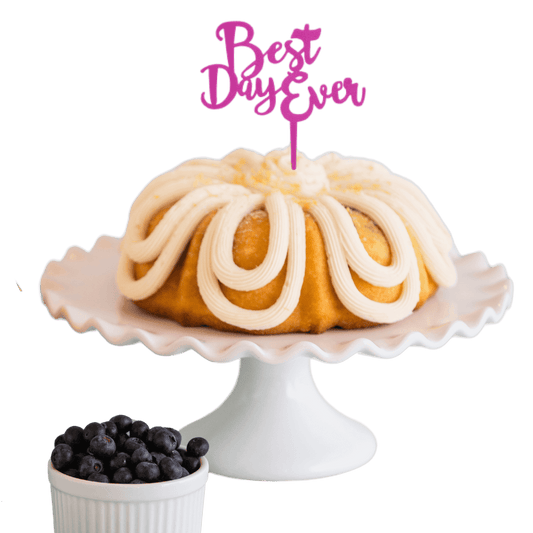 Lemon Blueberry Purple "BEST DAY EVER" Candle Holder Bundt Cake