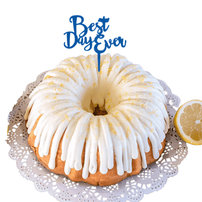 Lemon Squeeze Blue "BEST DAY EVER" Candle Holder Bundt Cake