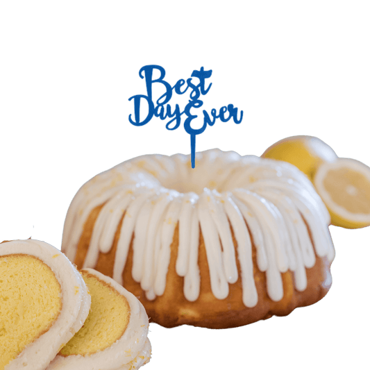 Lemon Squeeze Blue "BEST DAY EVER" Candle Holder Bundt Cake