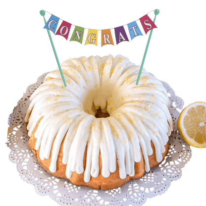 Lemon Squeeze "CONGRATS" Cake Banner Bundt Cake