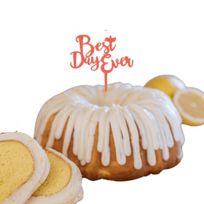 Lemon Squeeze Coral "BEST DAY EVER" Candle Holder Bundt Cake