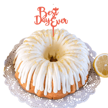 Lemon Squeeze Coral "BEST DAY EVER" Candle Holder Bundt Cake