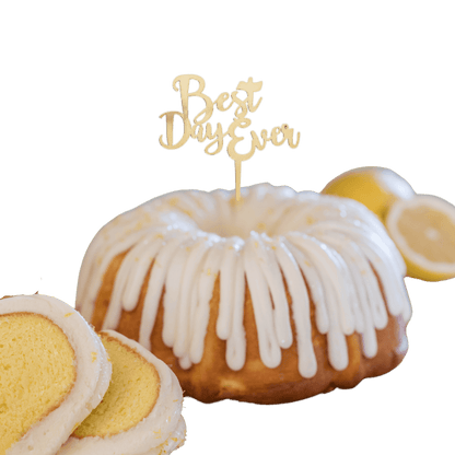 Lemon Squeeze Gold "BEST DAY EVER" Candle Holder Bundt Cake