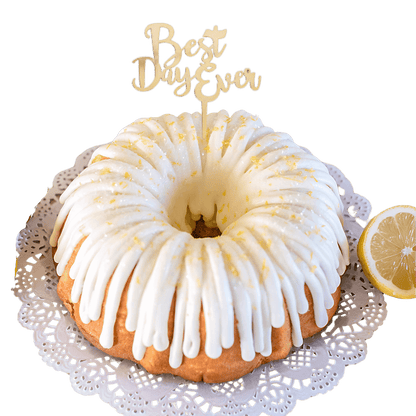 Lemon Squeeze Gold "BEST DAY EVER" Candle Holder Bundt Cake