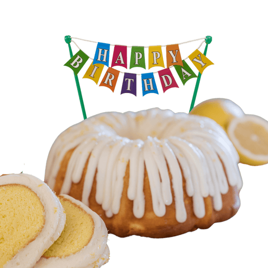 Lemon Squeeze "HAPPY BIRTHDAY" Banner Bundt Cake - Bundt Cakes