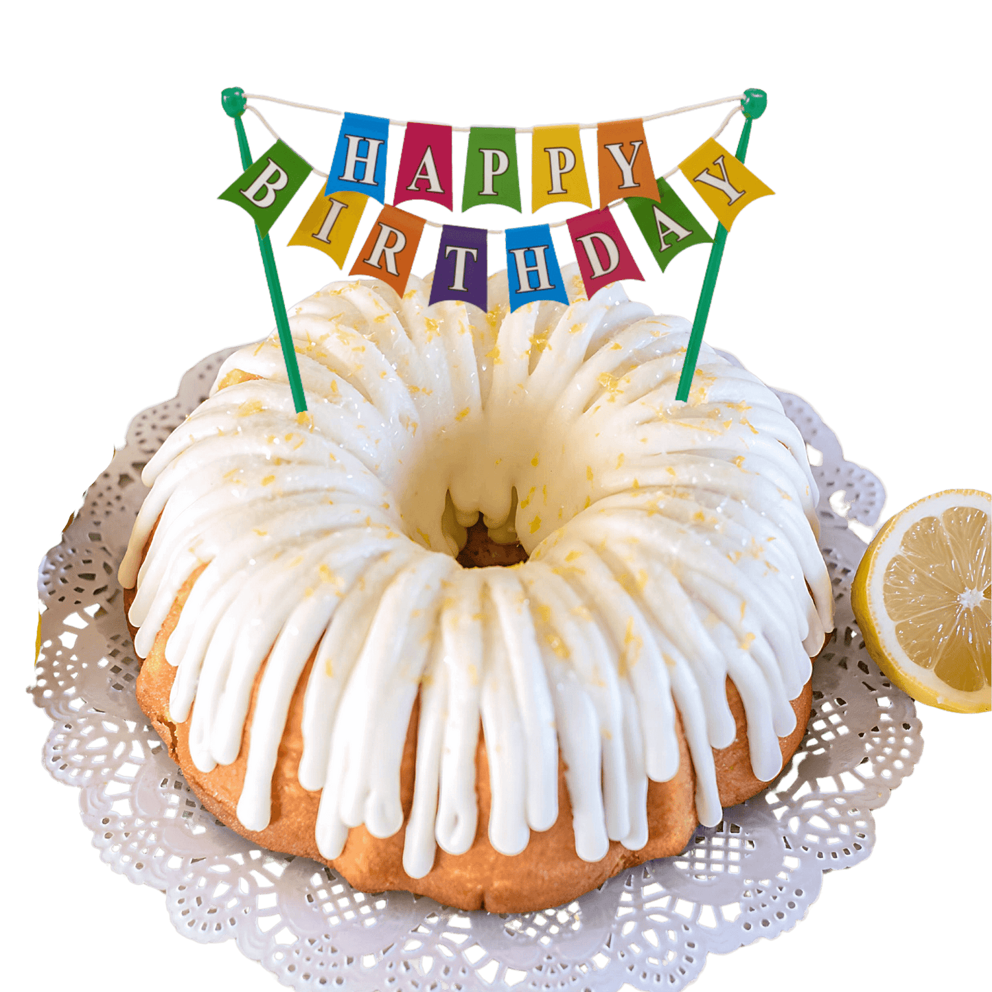Lemon Squeeze "HAPPY BIRTHDAY" Banner Bundt Cake - Bundt Cakes