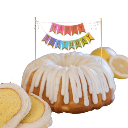 Lemon Squeeze "HAPPY BIRTHDAY" Awning Banner Bundt Cake