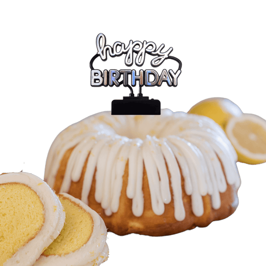Lemon Squeeze "HAPPY BIRTHDAY" Neon Sign Bundt Cake - Bundt Cakes