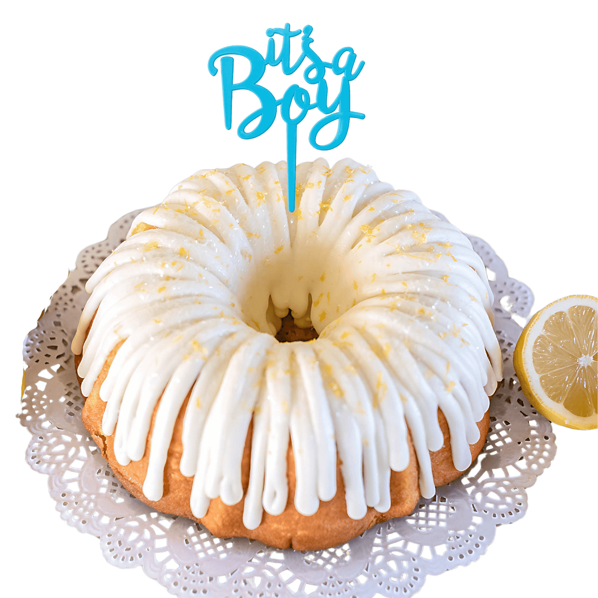 Lemon Squeeze "IT'S A BOY" Bundt Cake