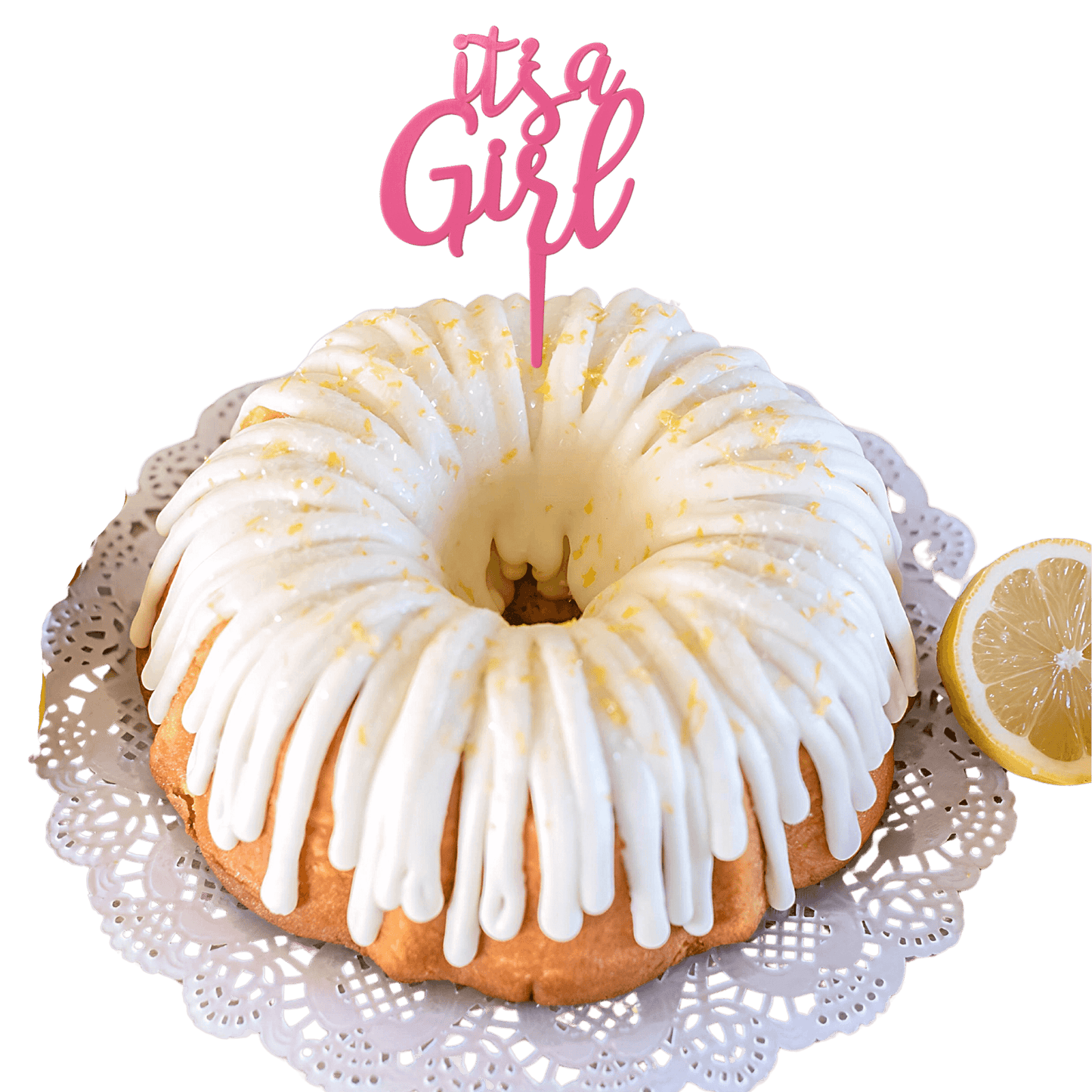 Lemon Squeeze "IT'S A GIRL" Bundt Cake - Bundt Cakes