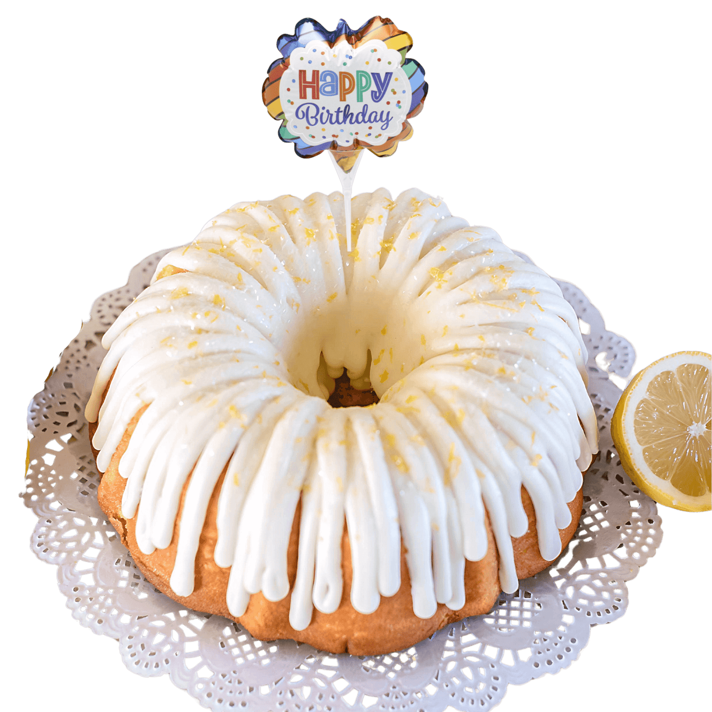 Lemon Squeeze Inflatable Happy Birthday Anagram® Bundt Cake