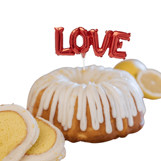 Lemon Squeeze Inflatable "LOVE" Anagram® Bundt Cake-Bundt Cakes-