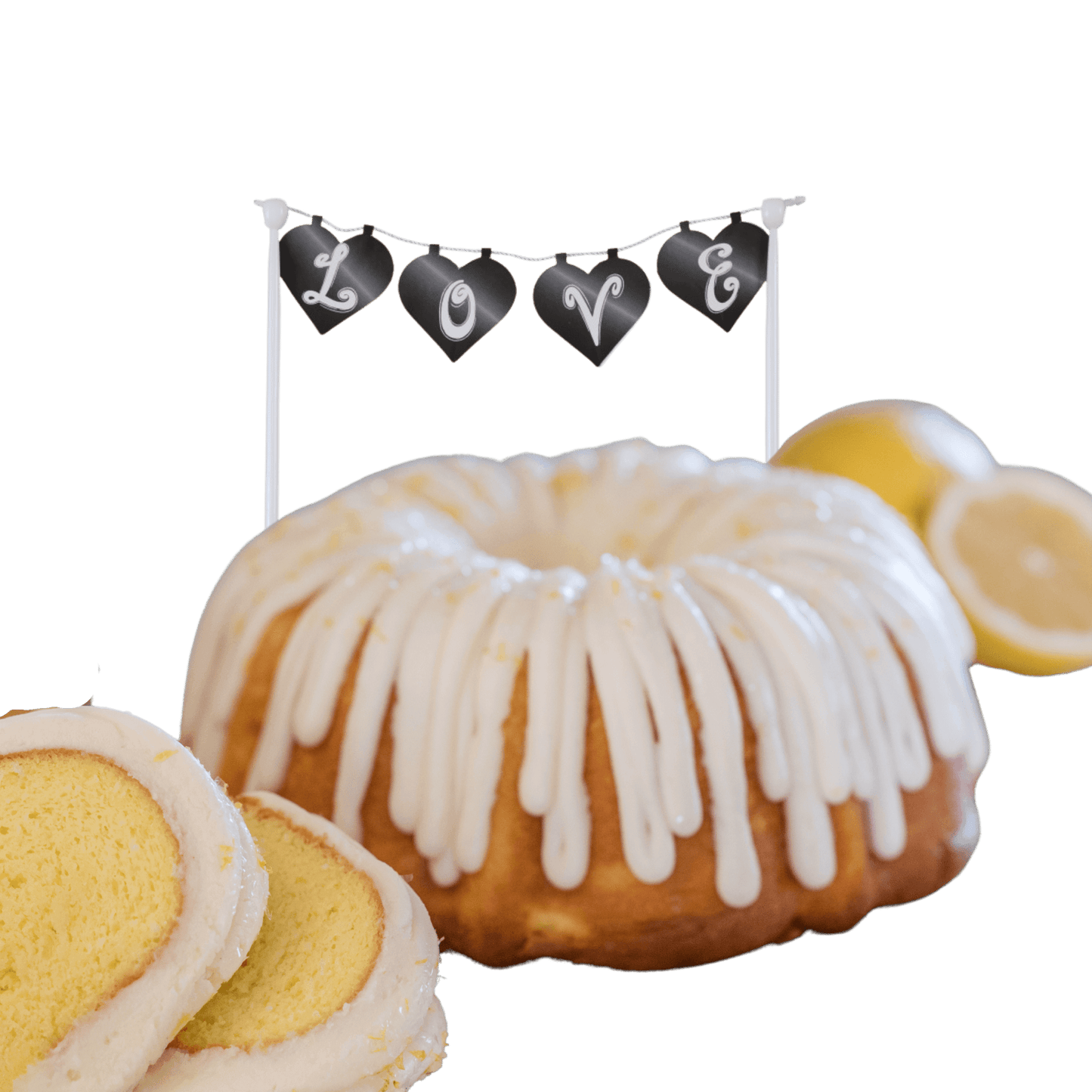 Lemon Squeeze "LOVE" Cake Banner Bundt Cake - Bundt Cakes