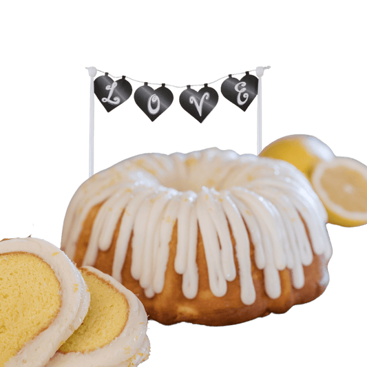 Lemon Squeeze "LOVE" Cake Banner Bundt Cake