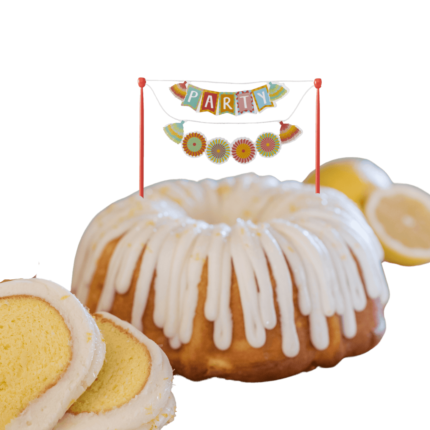 Lemon Squeeze "PARTY" Fiesta Cake Banner Bundt Cake