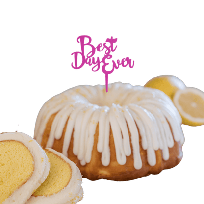 Lemon Squeeze Purple "BEST DAY EVER" Candle Holder Bundt Cake