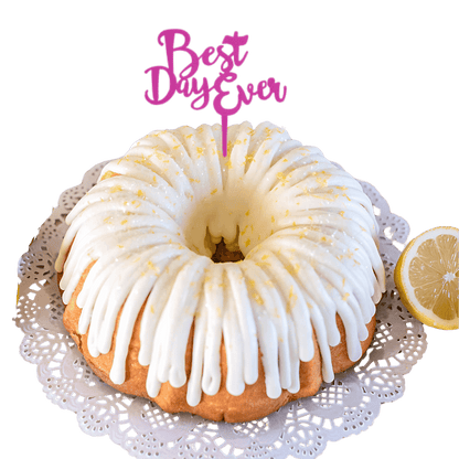 Lemon Squeeze Purple "BEST DAY EVER" Candle Holder Bundt Cake