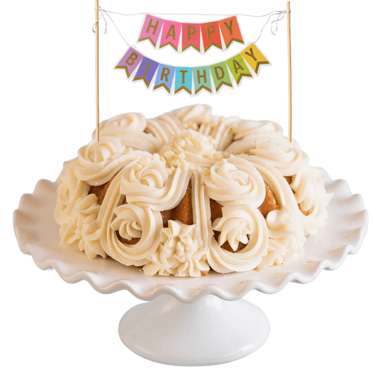 Raspberry Truffle "HAPPY BIRTHDAY" Colorful Awning Cake Banner Bundt Cake-Bundt Cakes-