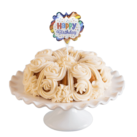 Raspberry Truffle Inflatable Happy Birthday Anagram® Bundt Cake-Bundt Cakes-
