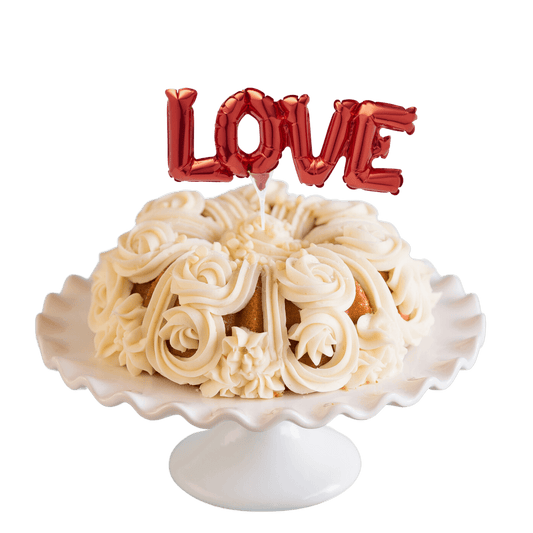 Raspberry Truffle Inflatable Red LOVE Anagram® Bundt Cake-Bundt Cakes-