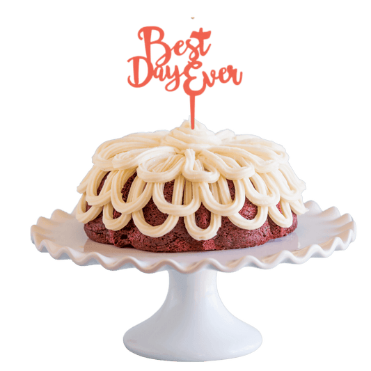 Red Velvet Coral "BEST DAY EVER" Candle Holder Bundt Cake