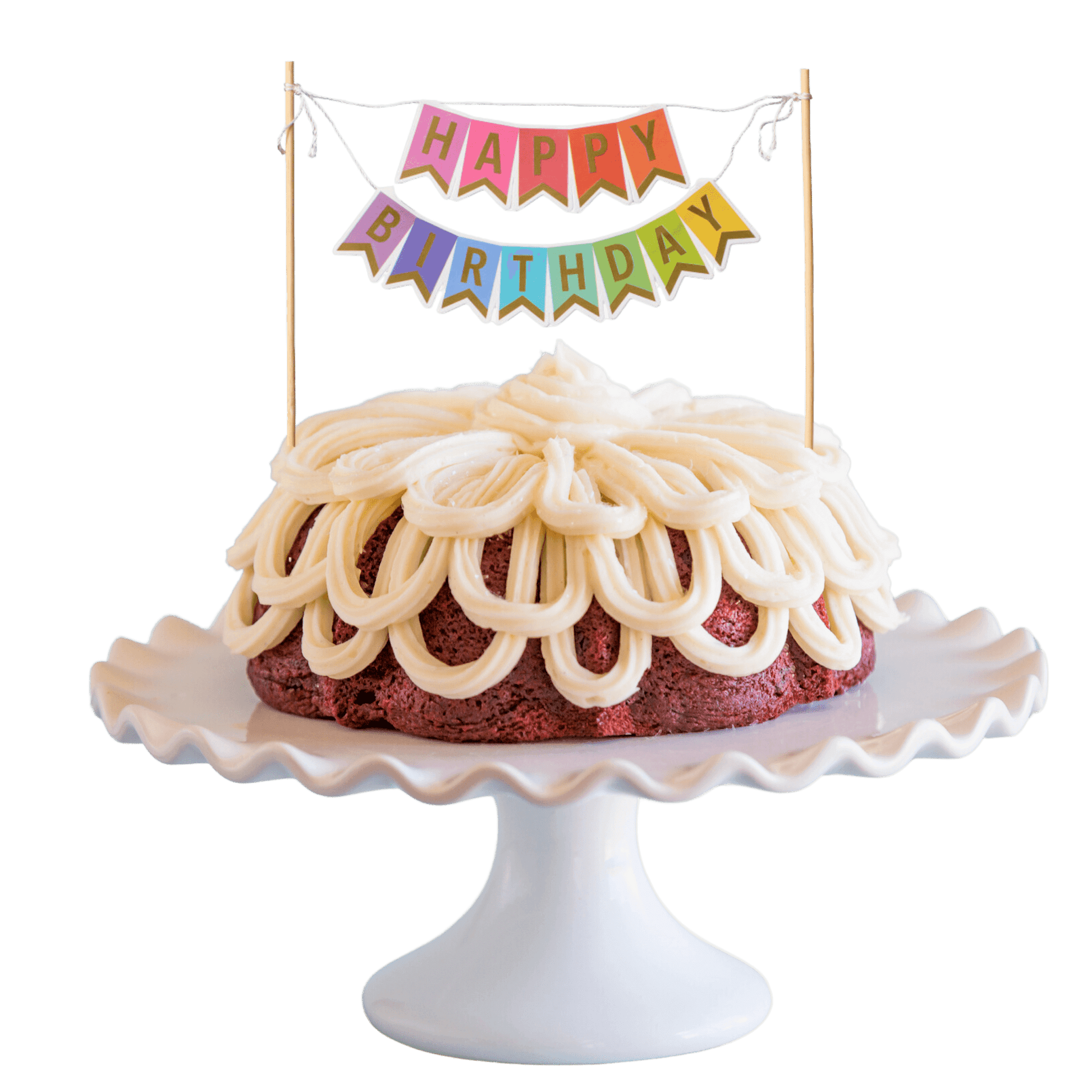 Red Velvet "HAPPY BIRTHDAY" Awning Banner Bundt Cake - Bundt Cakes