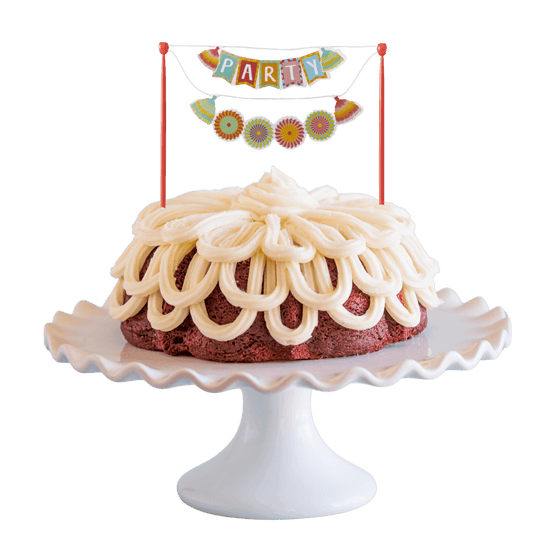 Red Velvet "PARTY" Fiesta Cake Banner Bundt Cake