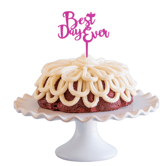 Red Velvet Purple "BEST DAY EVER" Candle Holder Bundt Cake
