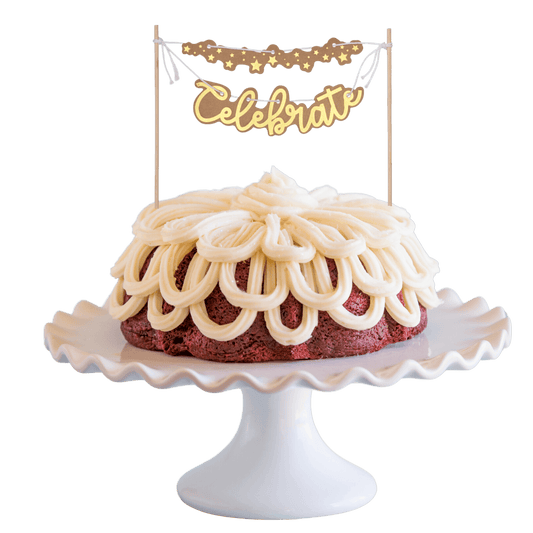Red Velvet "CELEBRATE" Banner Bundt Cake