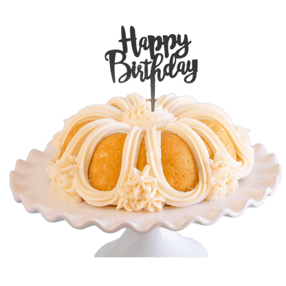 Vanilla Bean Black "HAPPY BIRTHDAY" Cake Topper & Candle Holder Bundt Cake