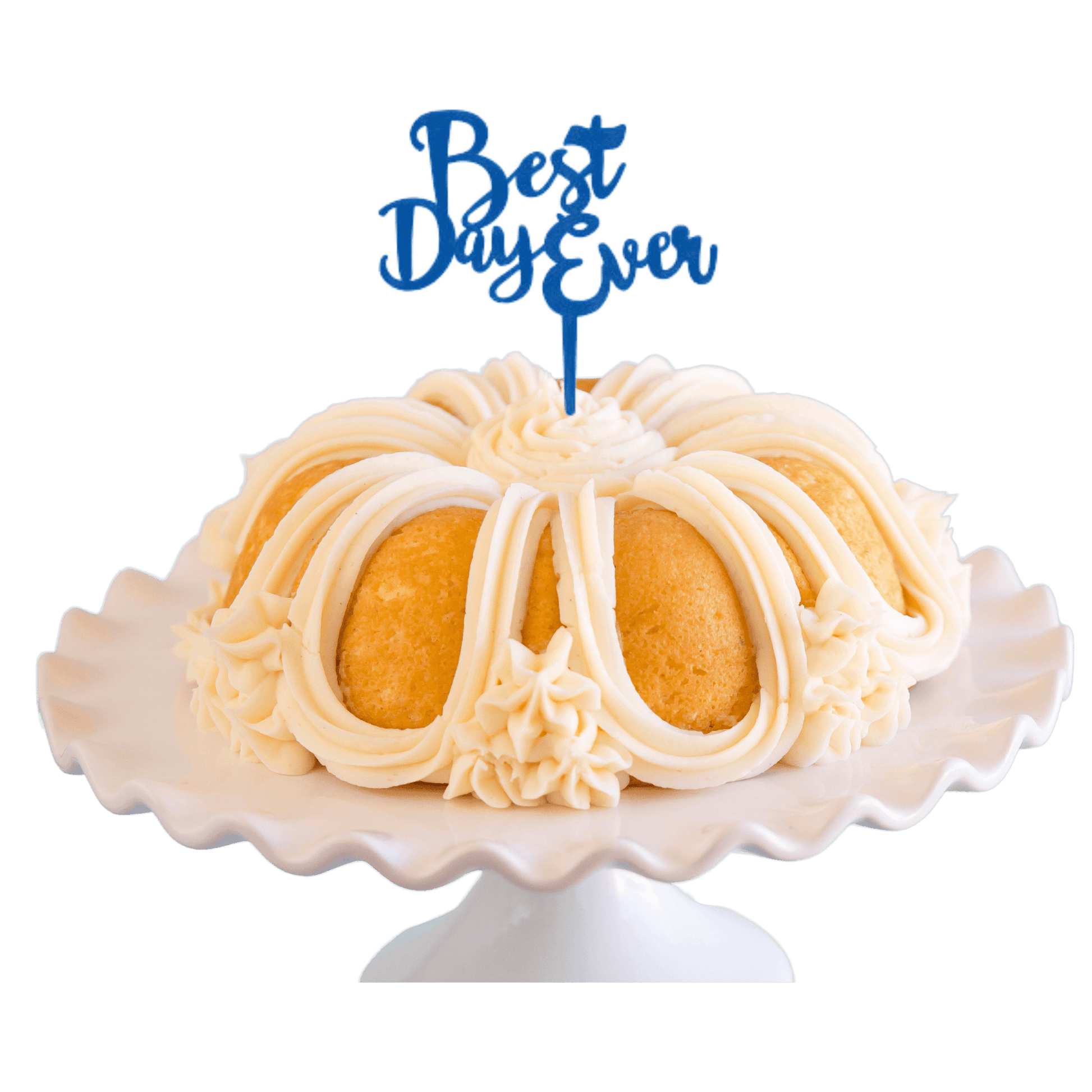 Vanilla Bean Blue "BEST DAY EVER" Candle Holder & Cake Topper Bundt Cake - Bundt Cakes