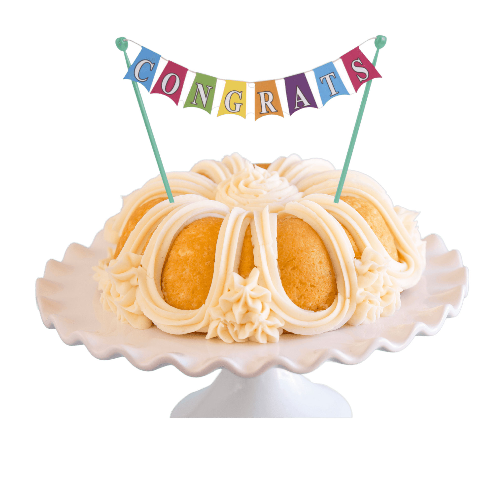 Vanilla Bean "CONGRATS" Banner Bundt Cake - Bundt Cakes