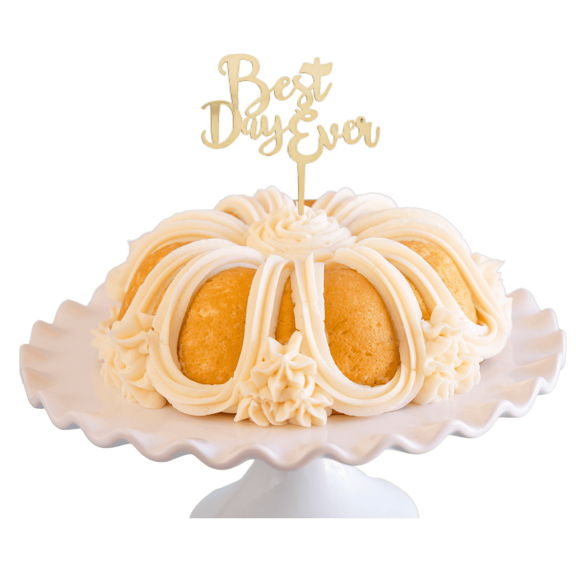 Vanilla Bean Gold "BEST DAY EVER" Candle Holder & Cake Topper Bundt - Bundt Cakes
