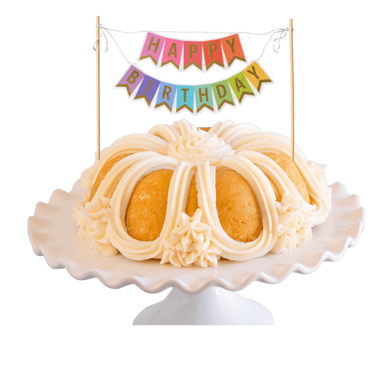 Vanilla Bean "HAPPY BIRTHDAY" Awning Banner Bundt Cake - Bundt Cakes