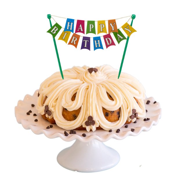 Banana Chocolate Chip | "HAPPY BIRTHDAY" Bright Banner Bundt Cake