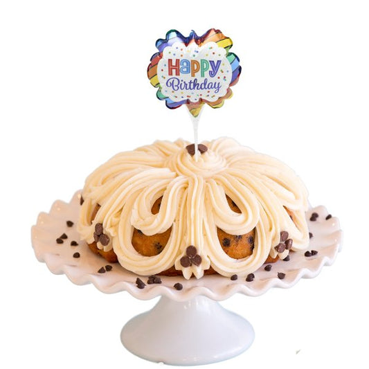 Banana Chocolate Chip | Inflatable Happy Birthday Anagram® Bundt Cake