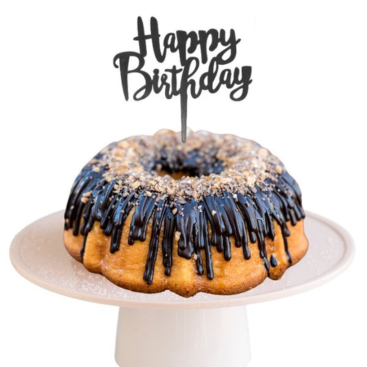 Blonde Salted Caramel "HAPPY BIRTHDAY" Candle Topper Bundt Cake