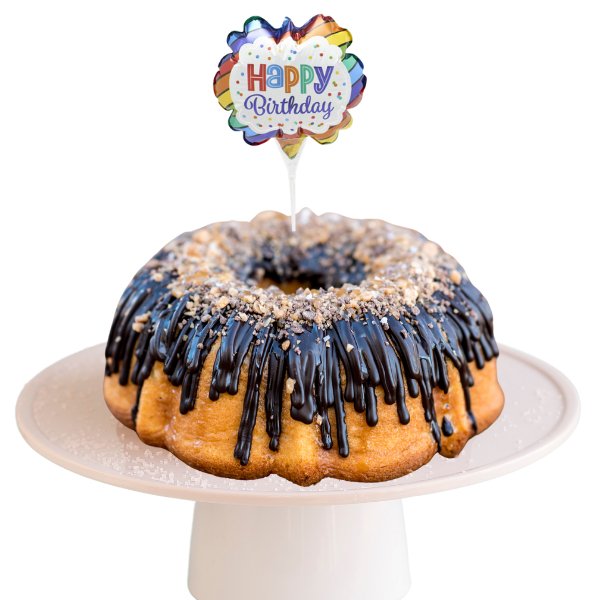 Blonde Salted Caramel | Inflatable Happy Birthday Anagram® Bundt Cake