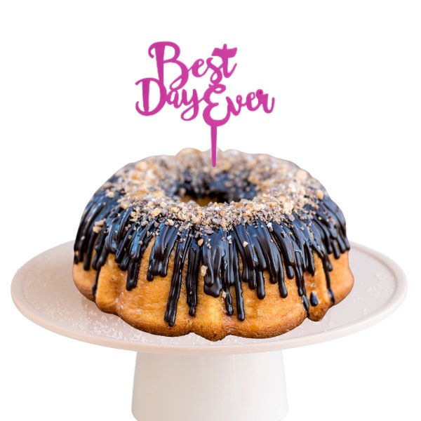 Blonde Salted Caramel Purple "BEST DAY EVER" Candle Holder Bundt Cake