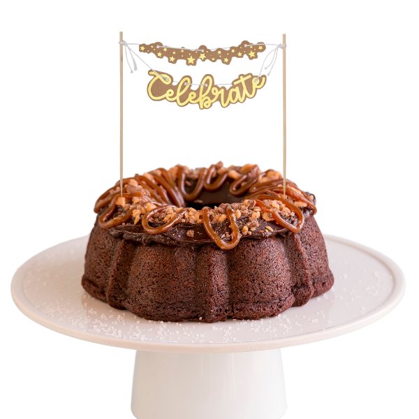 Brunette Salted Caramel | "CELEBRATE" Banner Bundt Cake