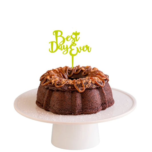 Brunette Salted Caramel Lime "BEST DAY EVER" Candle Holder Bundt Cake