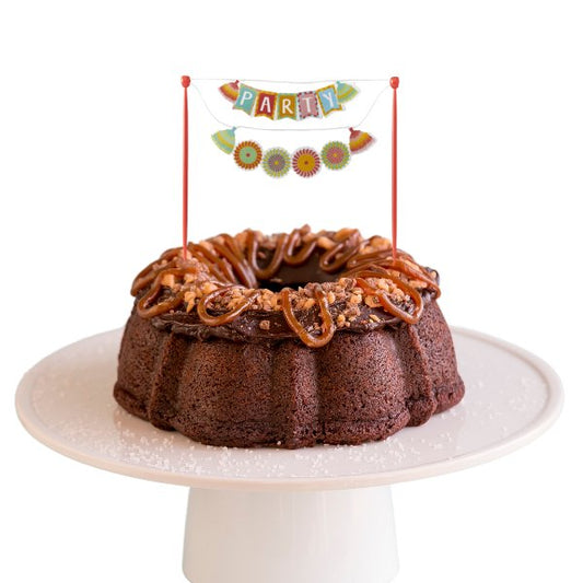 Brunette Salted Caramel "PARTY" Fiesta Banner Bundt Cake