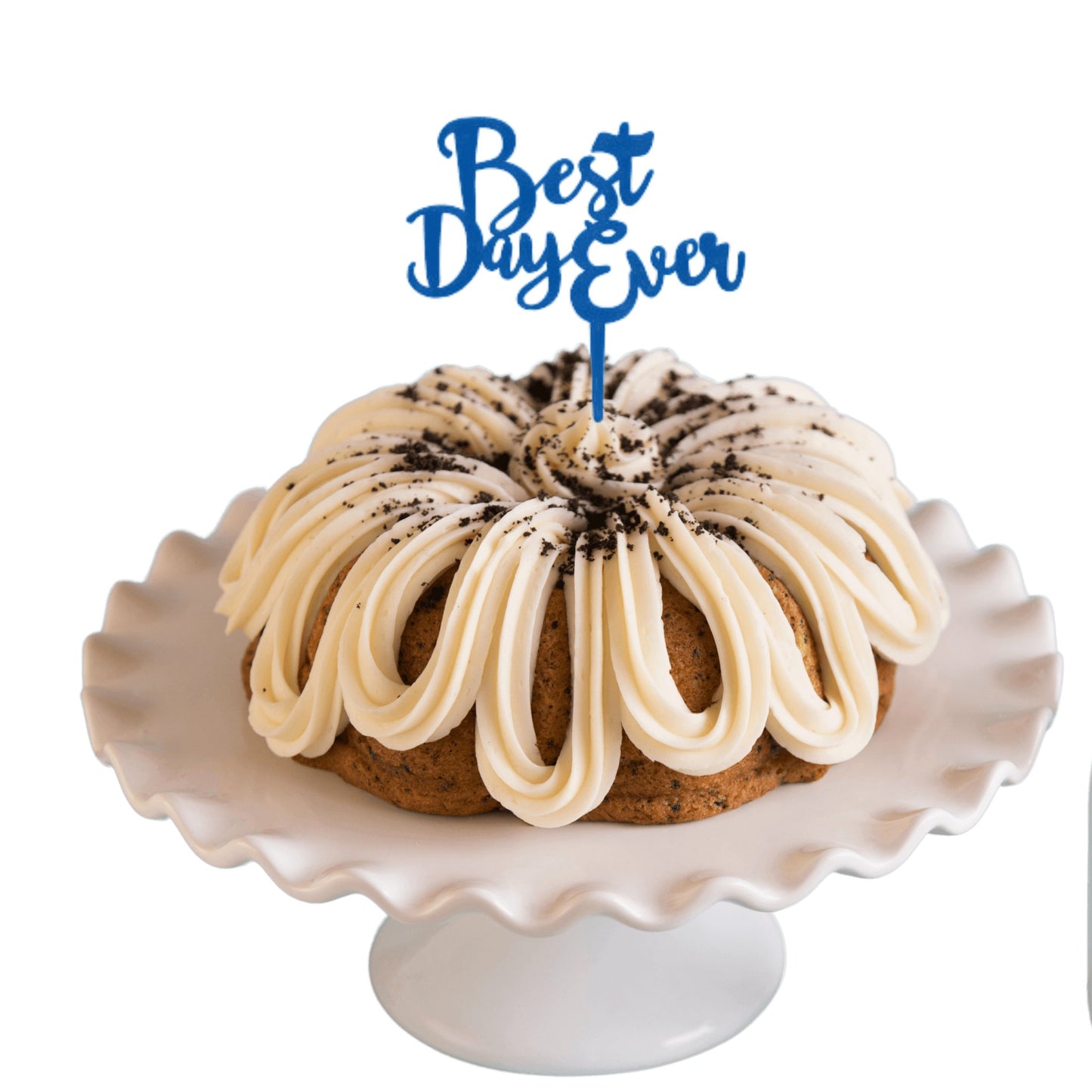 Cookies n' Cream | Blue "BEST DAY EVER" Candle Holder Bundt Cake