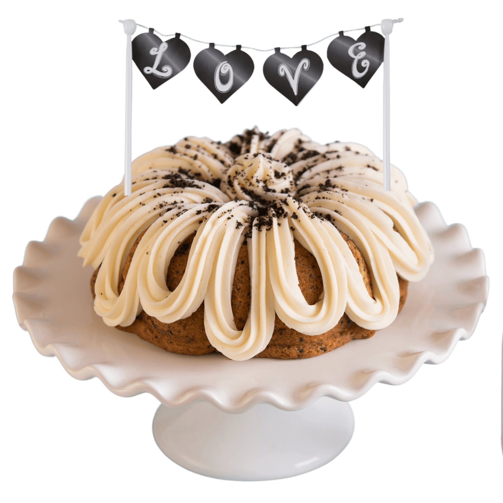 Cookies n Cream "LOVE" Banner Bundt Cake