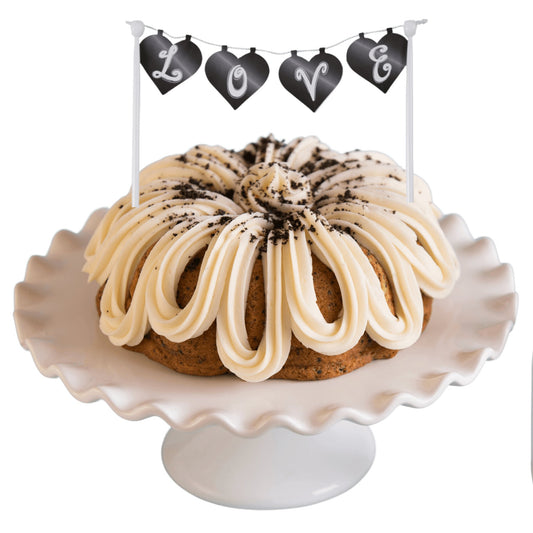 Cookies n Cream "LOVE" Banner Bundt Cake